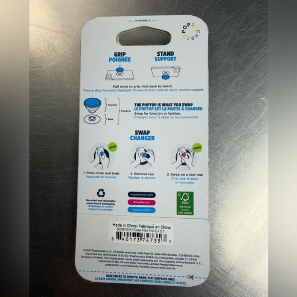 PopSockets PlantCore Plant-Based Translucent Phone Grip & Stand - Flower Frank - Picture 2 of 2